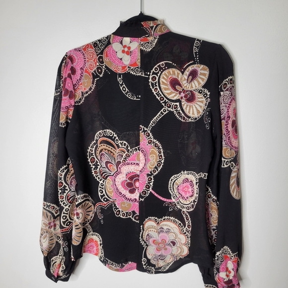 Trina Turk Black and Pink Button Down Shirt - Picture 6 of 7